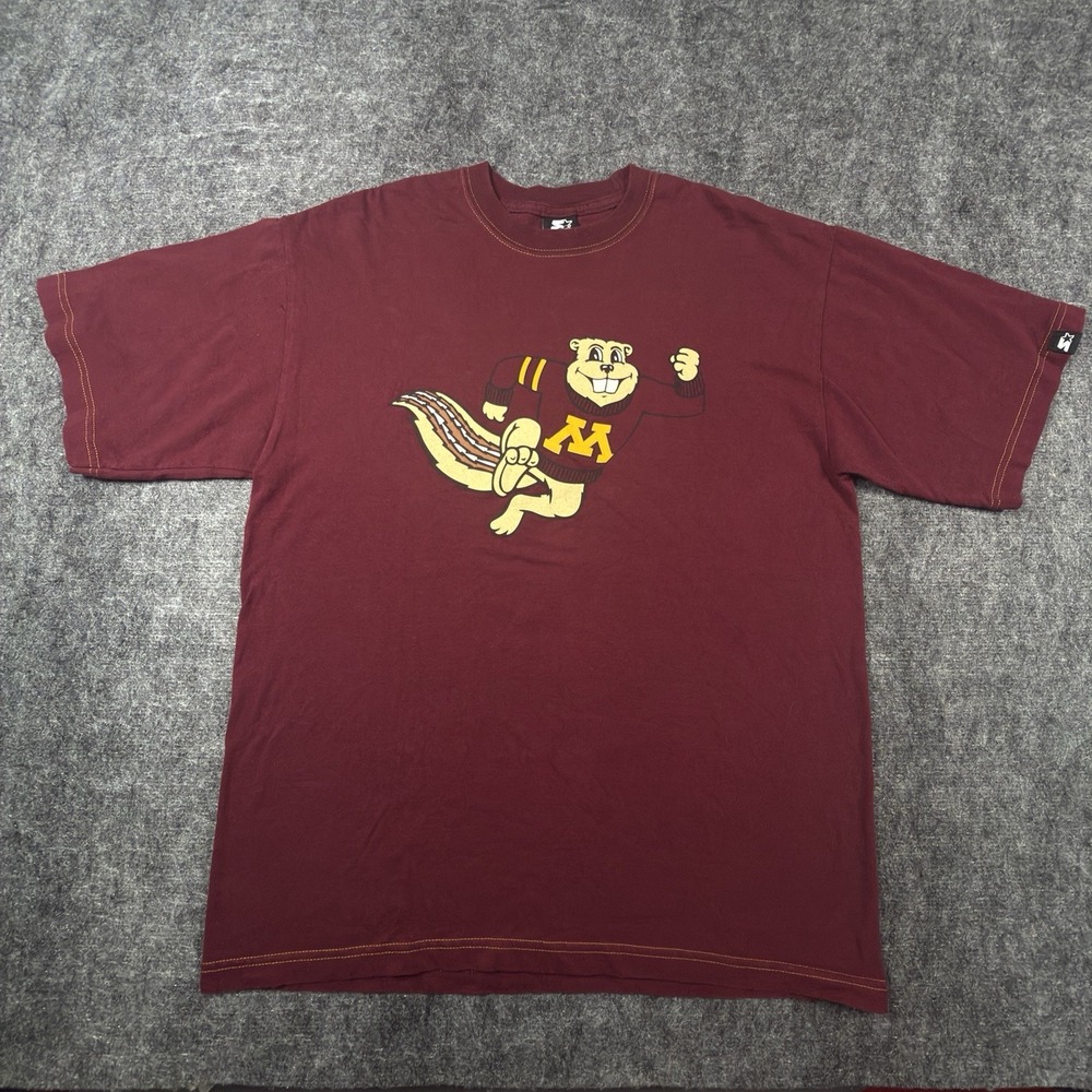Vintage Starter Minnesota Golden Gophers T Shirt Mens M Maroon Goldy Mascot NCAA